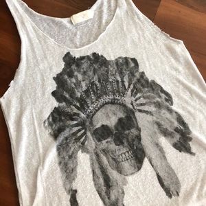 Urban Outfitters Tops - Raw hem white skull tank Urban Outfitters Tops - Raw hem white skull tank